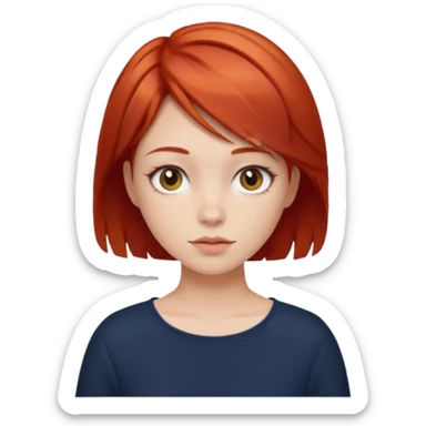 girl , short layer red hair sticker