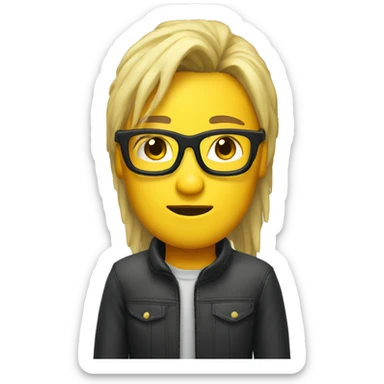 People with yellow  skin and straight coma hair x mullet ad with glases  sticker