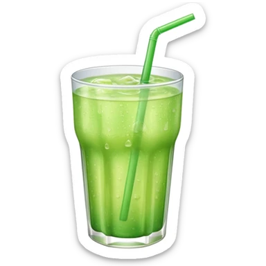 small cup of bubbly green melon soda with a straw sticker