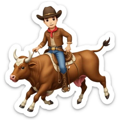 Cowboy riding a bull sticker