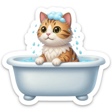 cat taking the shower sticker