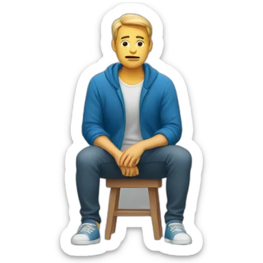 A man sitting with pain on knees sticker