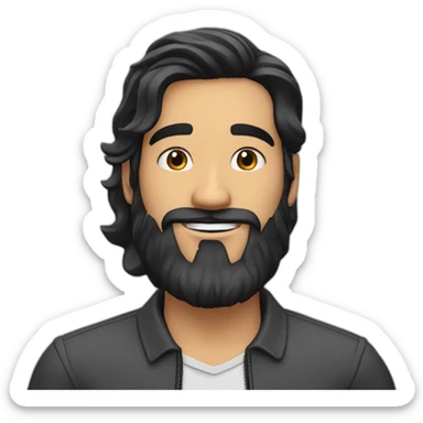 Voice over artist jefferson melo from brazil, bearded, wave mid long black hair sticker