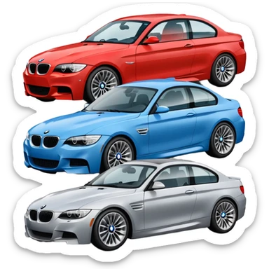 group of 4 BMW cars sticker