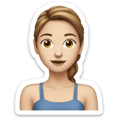 white girl with brown hair applying cream on face sticker