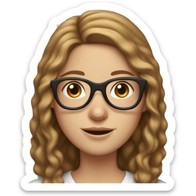 wavy brown-hair white girl with macbook wearing glasses with middle parted hair, otherwise identical to this one  sticker