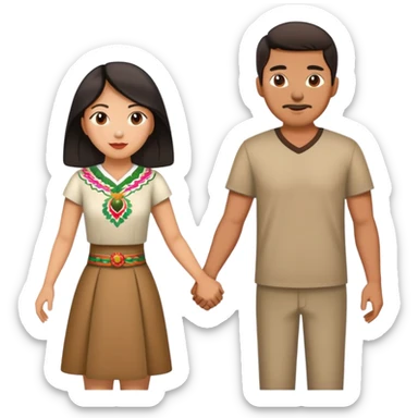 mexican guy and asian girl hold hands sticker