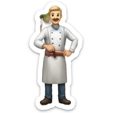 PAAGON MEATS BUTCHER SHOP WITH TWO BIG KNIVES ACROSS THE BUTCHERS CHEST sticker