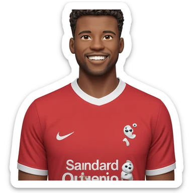 smiling boy in red shirt sticker