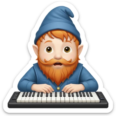 A little ginger gnome with a keyboard in his mouth sticker