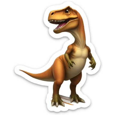 T-rex wearing a tutu on a surfboard sticker