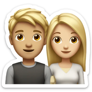 boy with blonde hair tall and girl with brown hair short  sticker