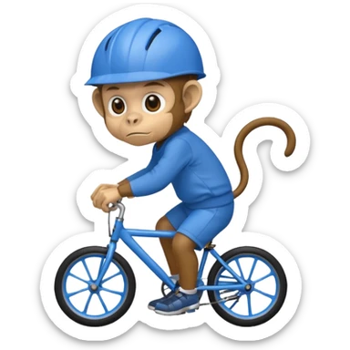 monkey wearing blue bicycle helmet, sweatshirt sticker