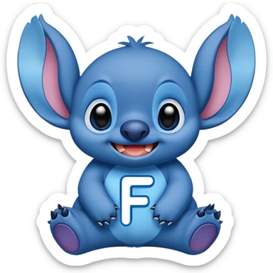 Stitch with the alphabet f sticker