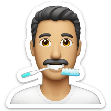 man wearing a little toothbrush mustache sticker