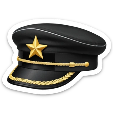 a black military cap hat sticker