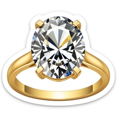 a luxurious gold diamond ring, plain band and large oval diamond stone sticker