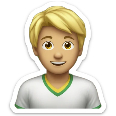 Boy with banner written "Come on Sara !" sticker