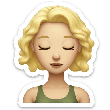 Blonde lady doing yoga with closed eyes sticker