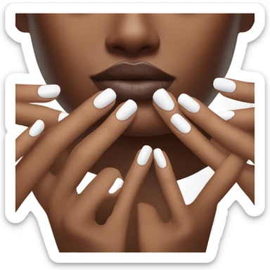 Brown nail polish on white fingers sticker