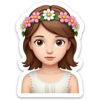 Girl wearing flower headband with brown hair sticker