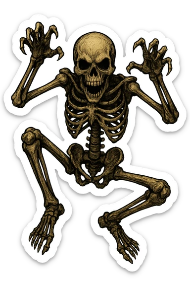 Halloween skeleton, make scary position, remove background   sticker