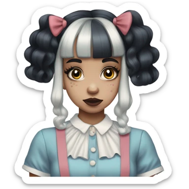 Melanie Martinez half blonde half black hair sticker