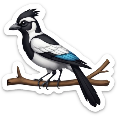 magpie perched on a branch sticker