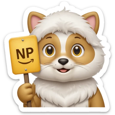 Spud McKenzie holding a sign that says "NP" sticker