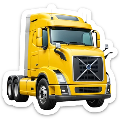 Volvo semi truck bright yellow sticker