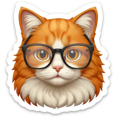 Orange cat wearing nerdy square glasses. sticker
