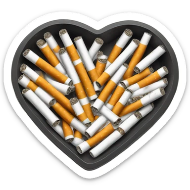 Heart shaped ash tray with cigarettes sticker