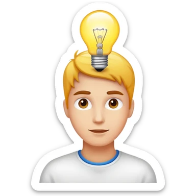 person with light bulb above head, healthy glowing person sticker