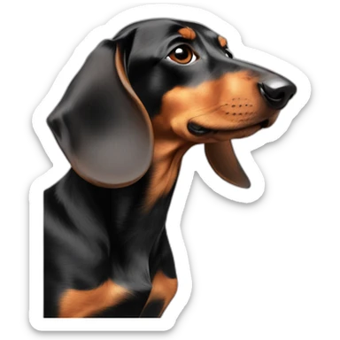 Dog head reality dachshund Looks to the left side 180 Degrees sticker