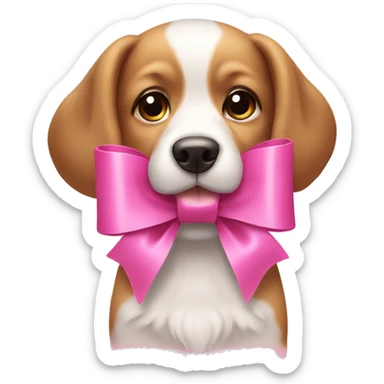 dog with two pink bows sticker