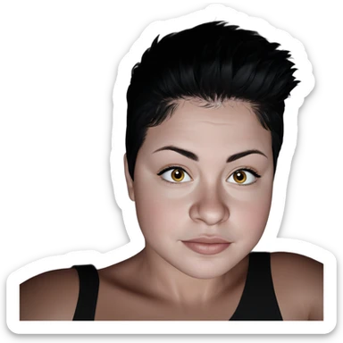 portrait of a black haired boy sticker