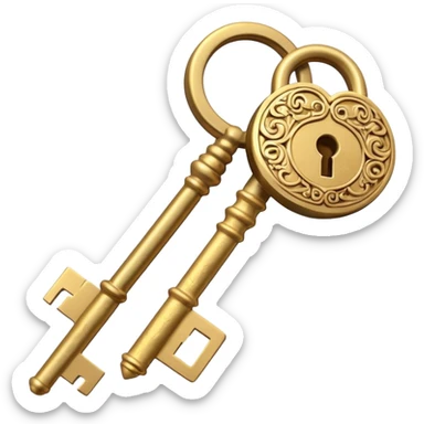 gold antique key The lock beige  sticker