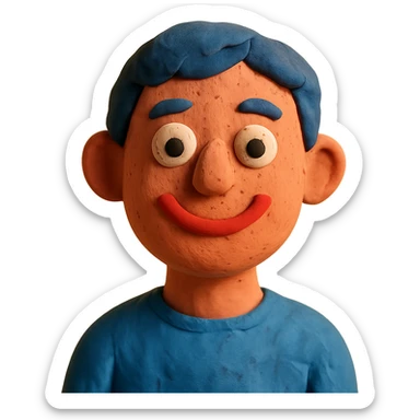portrait emoji of a smiling person in claymation style sticker