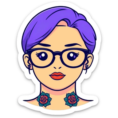 woman face with tattoos wearing glasses sticker