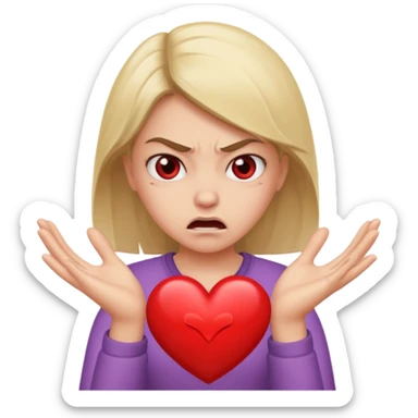 Angry girl with heart hands  sticker