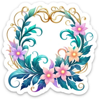 Epic divine legendary celestial vines flowery complex detailed iridescent gradients marbles aesthetic-scenery-Decorations sticker