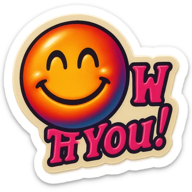 excited smile with mouth closed 
add the words W You! in pink sticker