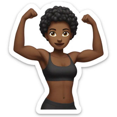 black Woman flexing abs muscles sticker