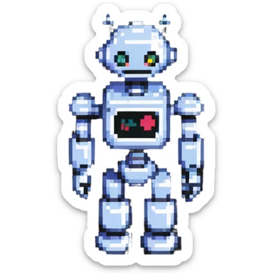 AI robot analyzing medical data on a screen sticker