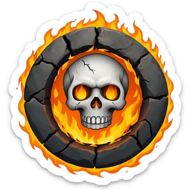 A circular hole (looking top down) with fire and skulls inside, in a dark and gritty style like your bleeding skull art sticker