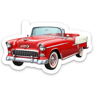 1955 Chevrolet Bel Air Convertible, Red-White color, 32x32 pixels, aspect ratio: 1:1 sticker