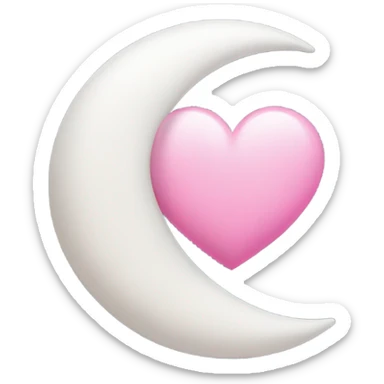 crescent white moon with pink heart sticker