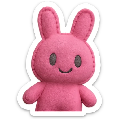 Extract the pink bunny plushie exactly as it appears in the original image, preserving all original details, colors, and face, with a transparent background. sticker