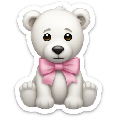 White teddy bear pink bow sticker