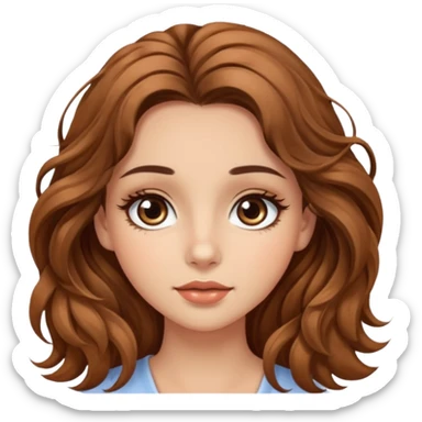 big brown eye long lashes wavy brown hair wheat skin beautiful girl  sticker